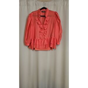 Karl Lagerfeld Coral Ruffle Peplum Blouse